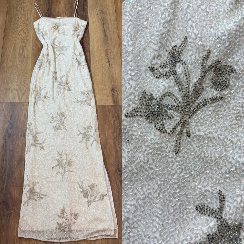 Vintage 100% Silk Beaded Dress Vintage Beaded Dress Wedding Dress Prom Ballet